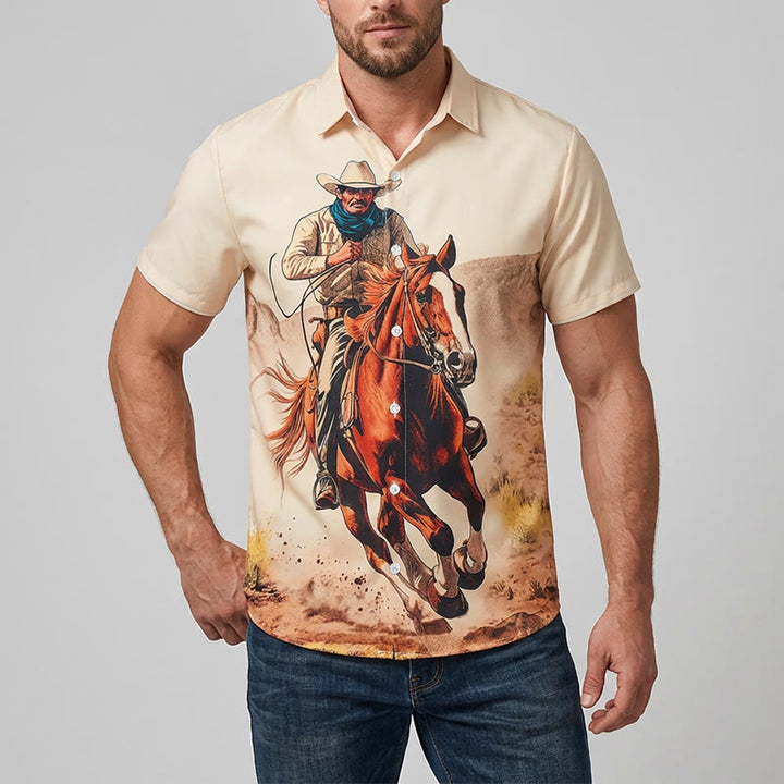 Westernhemd mit Cowboy-Print und einsamer Reiter - image 1