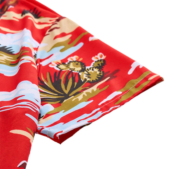 Rotes Wildwest-Wüsten-Cowboy- und Kaktus-Kunstdruck-Shirt - image 8