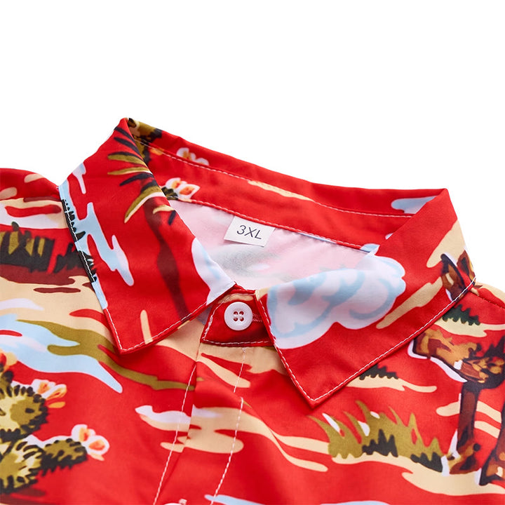 Rotes Wildwest-Wüsten-Cowboy- und Kaktus-Kunstdruck-Shirt - image 4