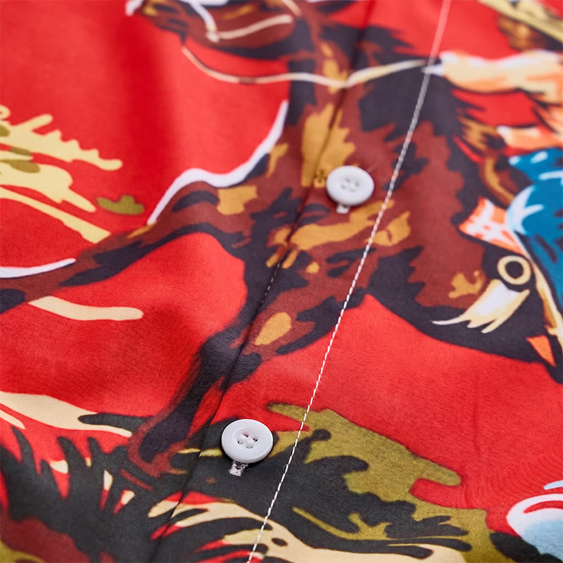 Rotes Wildwest-Wüsten-Cowboy- und Kaktus-Kunstdruck-Shirt - image 6