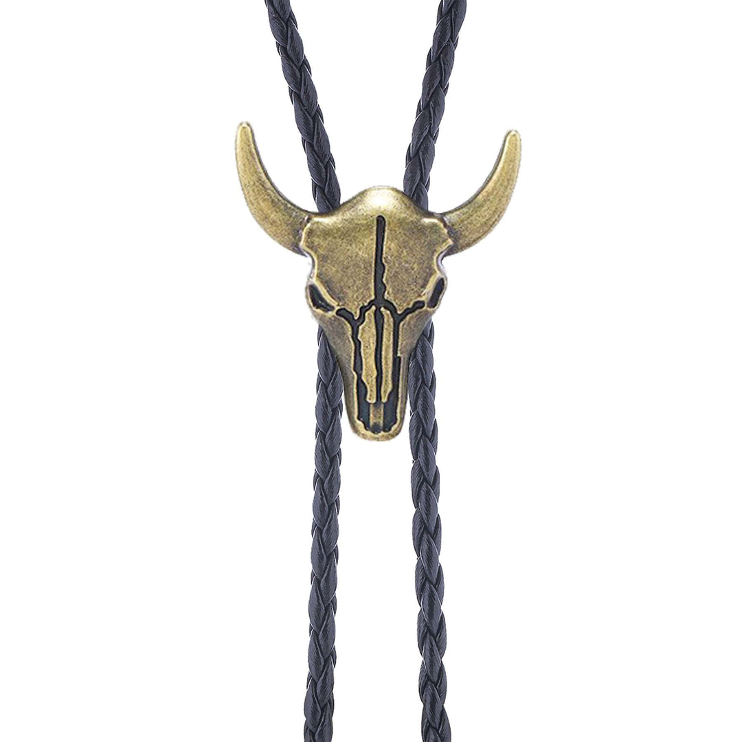 Vintage Cowboy Bolo Krawatte mit bronzenem Stierschädel - image 2
