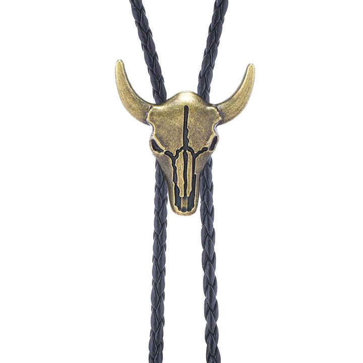 Vintage Cowboy Bolo Krawatte mit bronzenem Stierschädel - image 2
