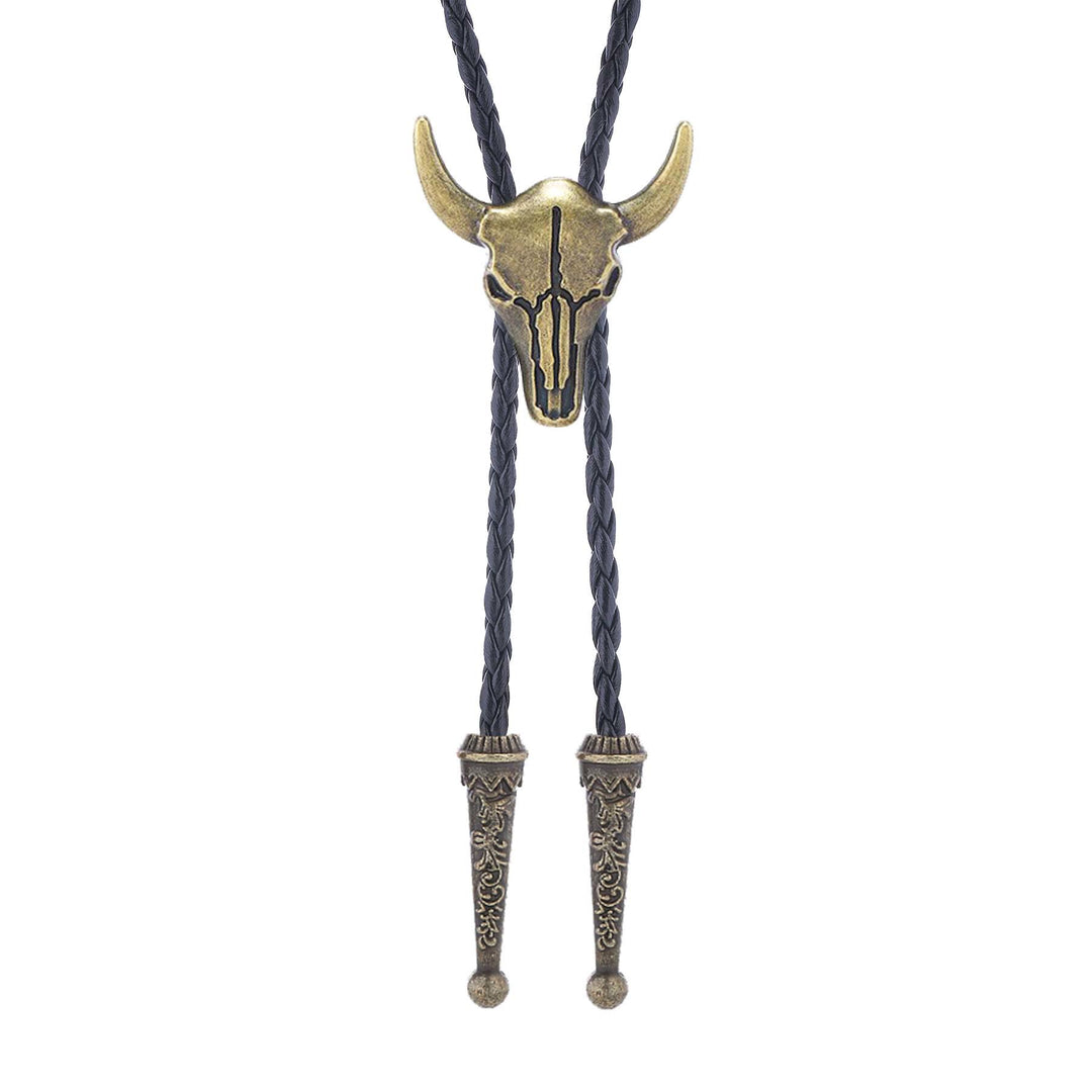 Vintage Cowboy Bolo Krawatte mit bronzenem Stierschädel - Bronze - image 3