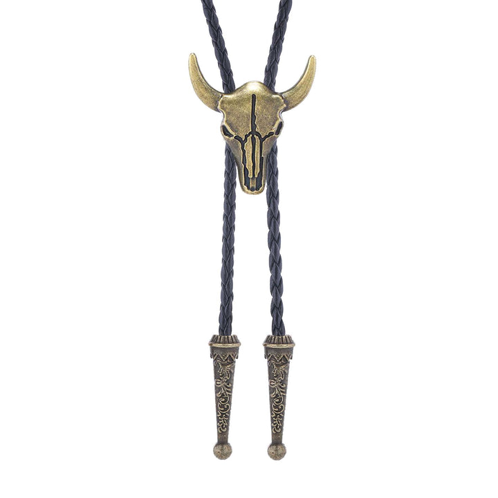 Vintage Cowboy Bolo Krawatte mit bronzenem Stierschädel - Bronze - image 3