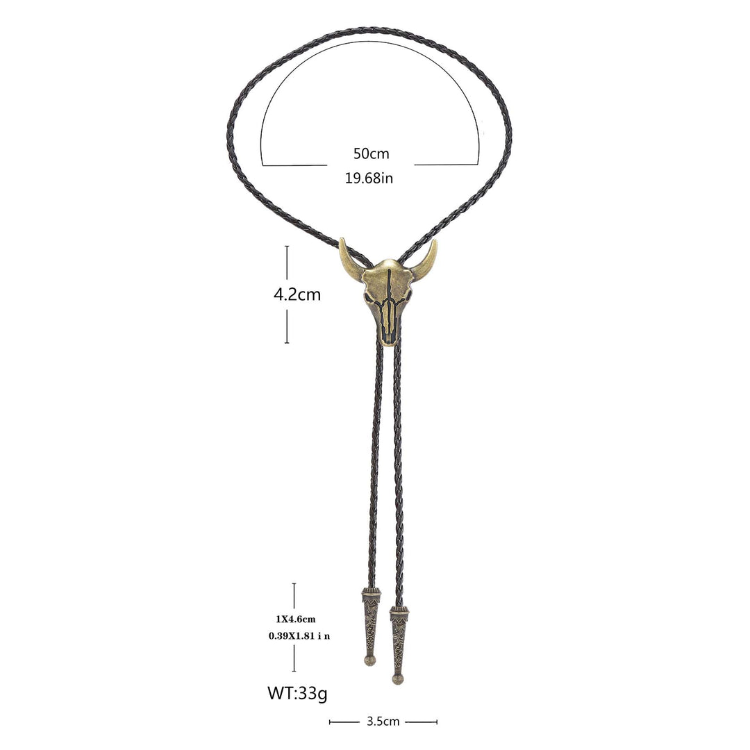 Vintage Cowboy Bolo Krawatte mit bronzenem Stierschädel - image 5