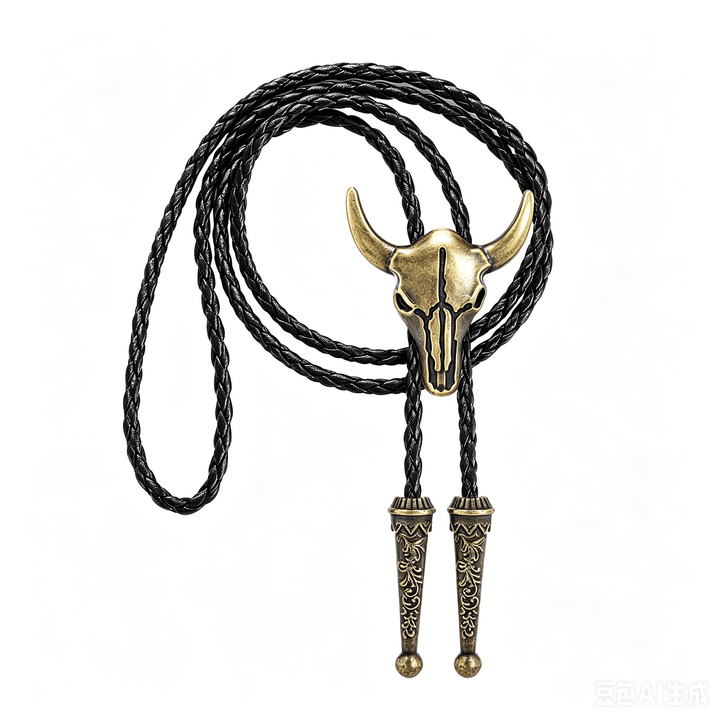 Vintage Cowboy Bolo Krawatte mit bronzenem Stierschädel - image 4
