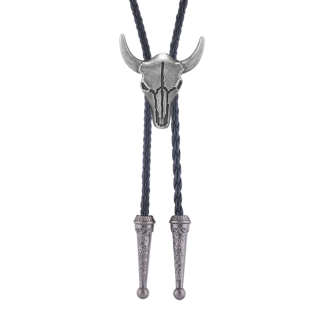 Vintage Cowboy Bolo Krawatte mit bronzenem Stierschädel - Silber - image 7