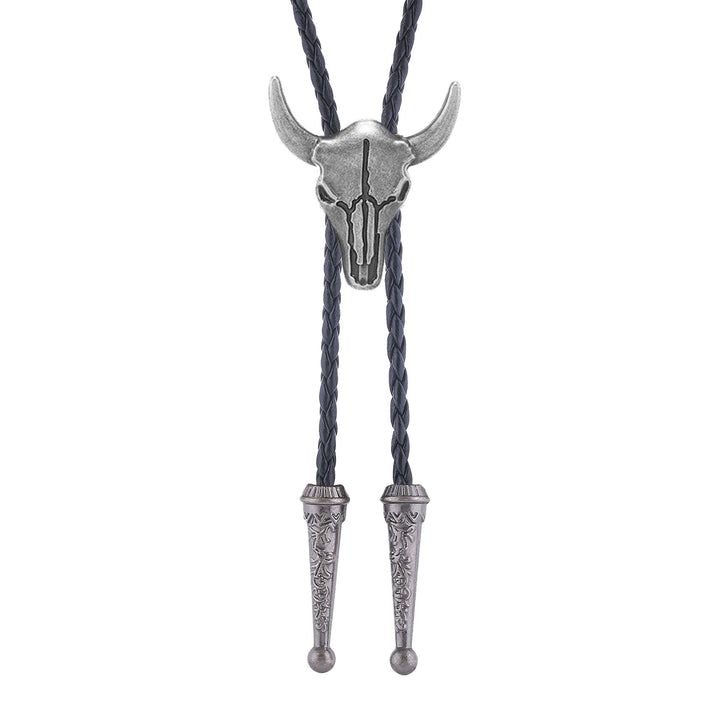 Vintage Cowboy Bolo Krawatte mit bronzenem Stierschädel - Silber - image 7