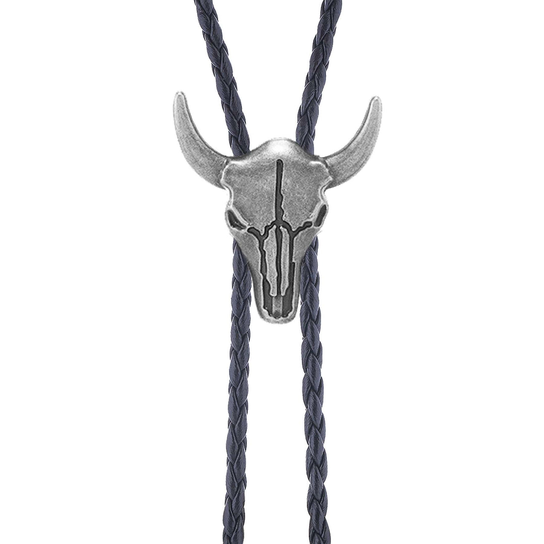 Vintage Cowboy Bolo Krawatte mit bronzenem Stierschädel - image 6