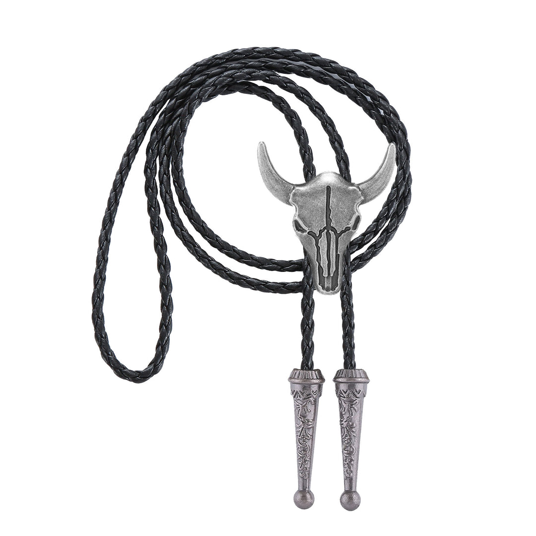 Vintage Cowboy Bolo Krawatte mit bronzenem Stierschädel - image 8