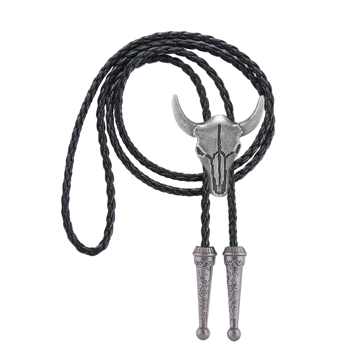 Vintage Cowboy Bolo Krawatte mit bronzenem Stierschädel - image 8