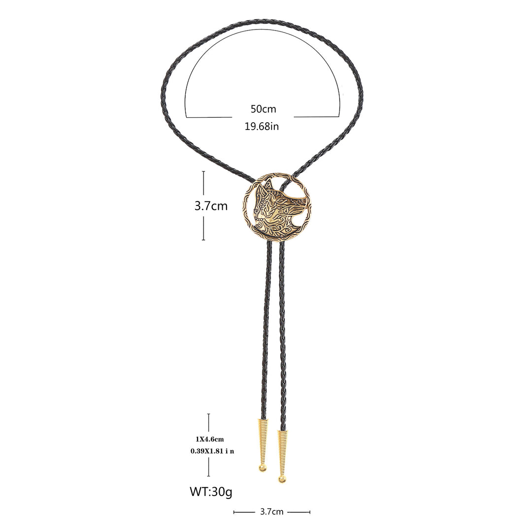 Vintage Antik Gold Hohlwolfkopf Bolo Krawatte - image 7