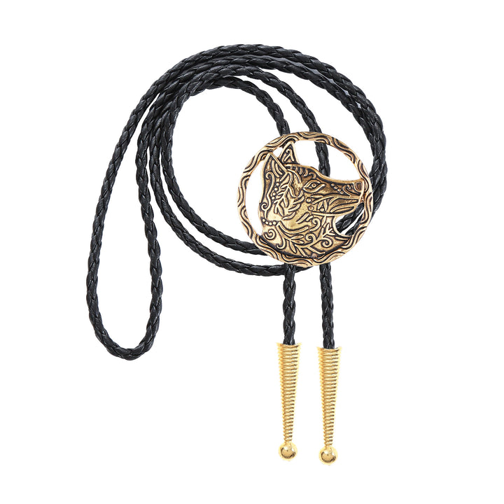 Vintage Antik Gold Hohlwolfkopf Bolo Krawatte - image 6