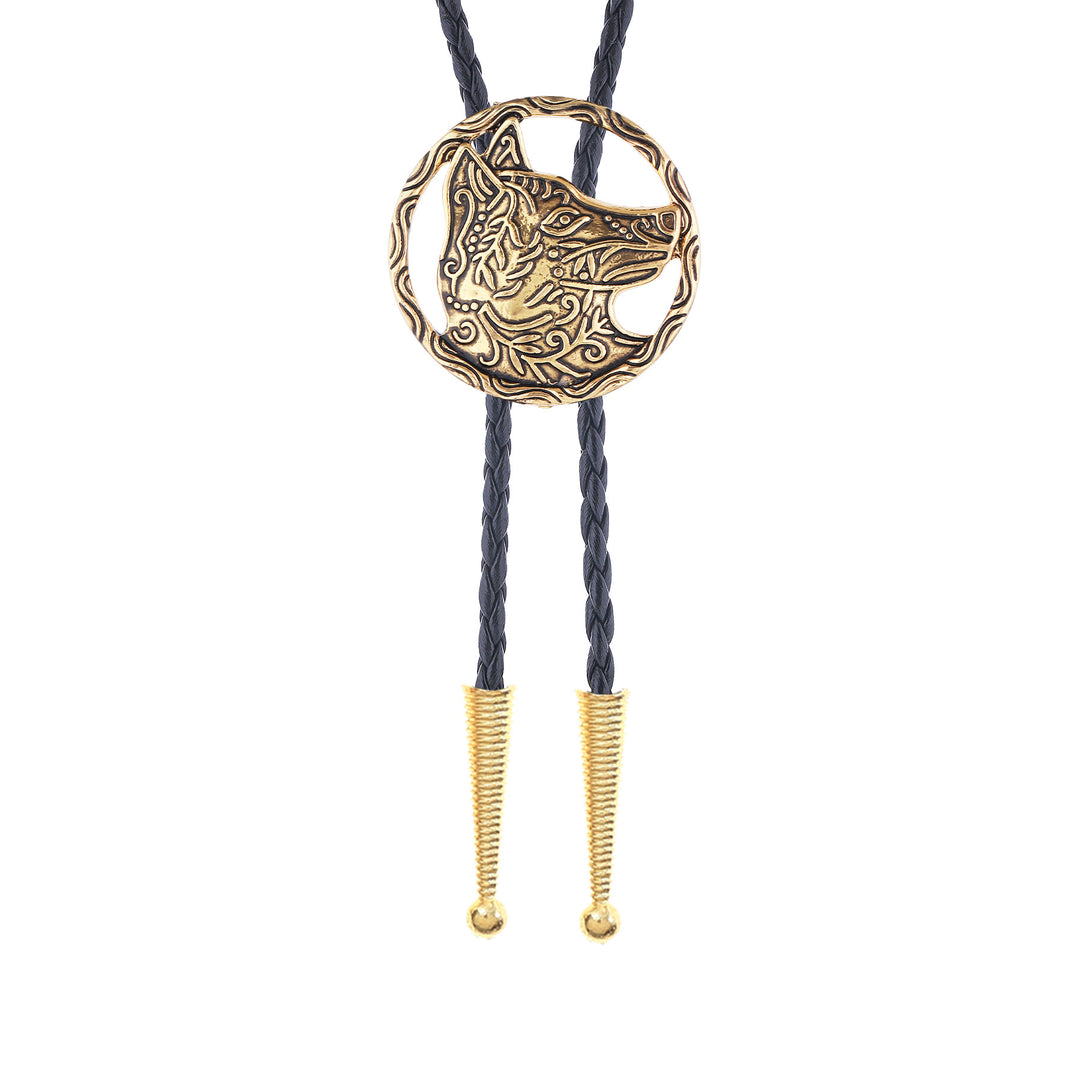 Vintage Antik Gold Hohlwolfkopf Bolo Krawatte - image 5