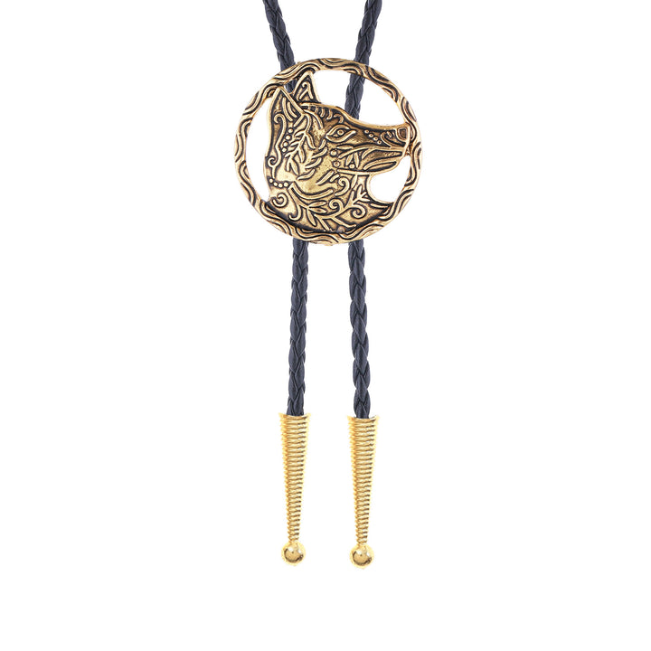 Vintage Antik Gold Hohlwolfkopf Bolo Krawatte - image 5