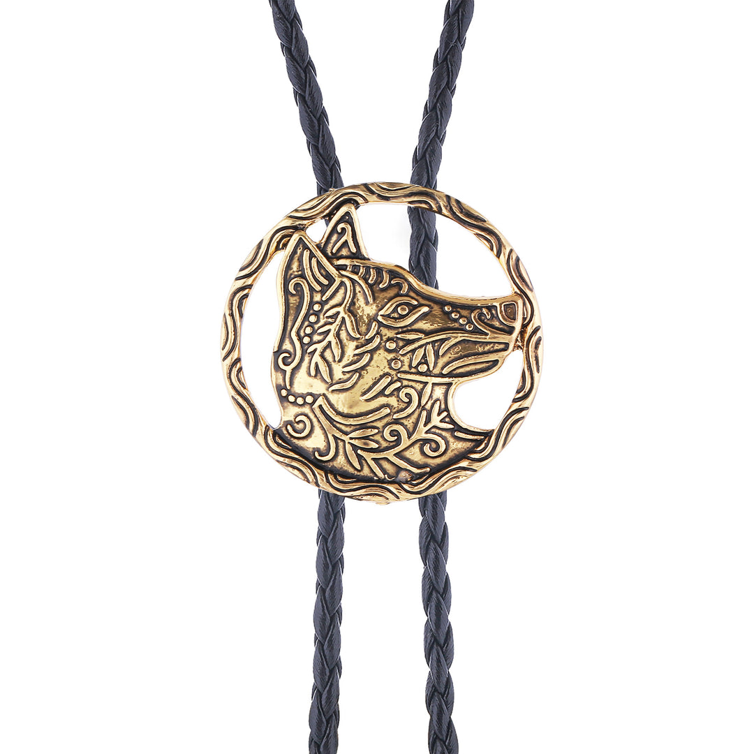 Vintage Antik Gold Hohlwolfkopf Bolo Krawatte - image 4