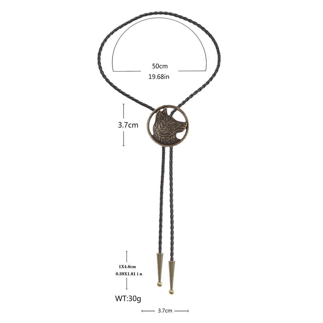 Vintage Antik Gold Hohlwolfkopf Bolo Krawatte - image 17