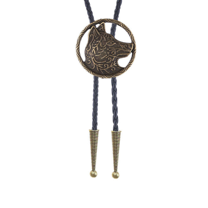 Vintage Antik Gold Hohlwolfkopf Bolo Krawatte - image 15