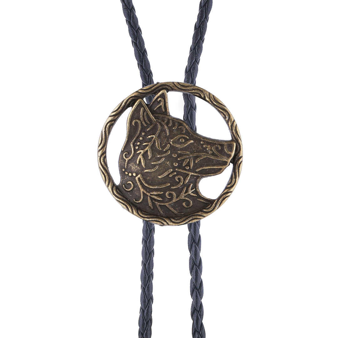 Vintage Antik Gold Hohlwolfkopf Bolo Krawatte - image 14