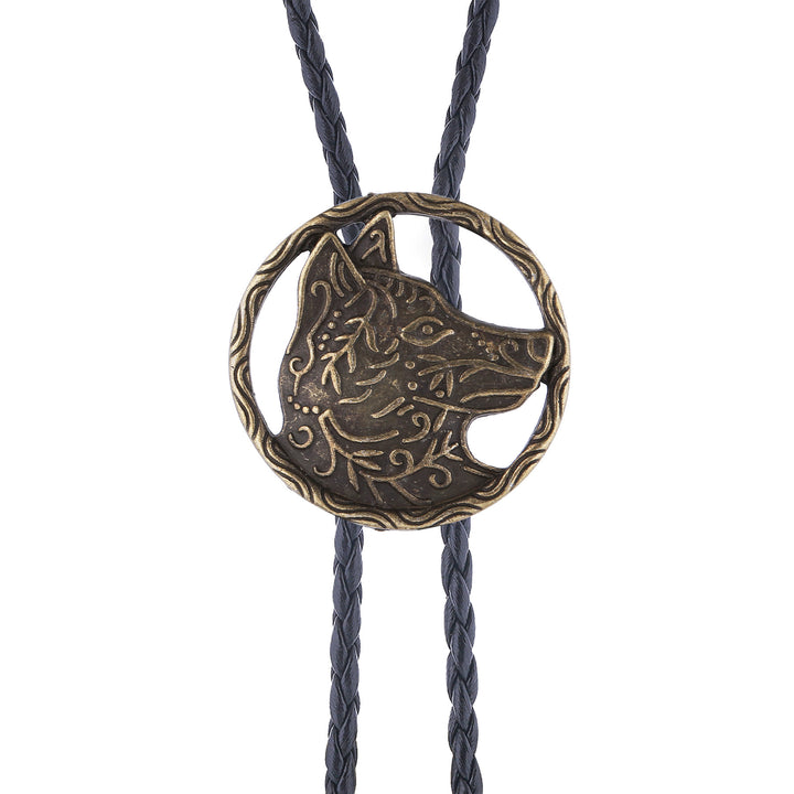 Vintage Antik Gold Hohlwolfkopf Bolo Krawatte - image 14