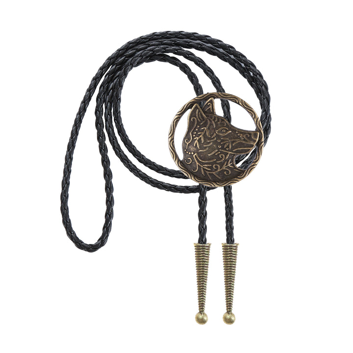 Vintage Antik Gold Hohlwolfkopf Bolo Krawatte - image 16