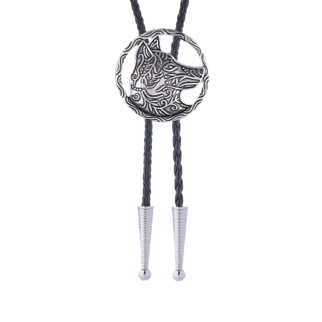Vintage Antik Gold Hohlwolfkopf Bolo Krawatte - image 10