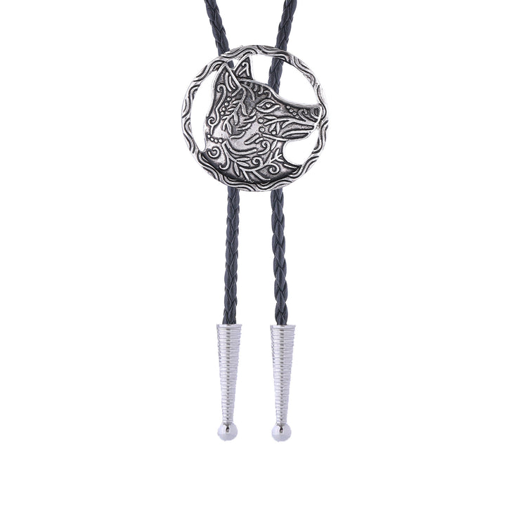 Vintage Antik Gold Hohlwolfkopf Bolo Krawatte - image 10