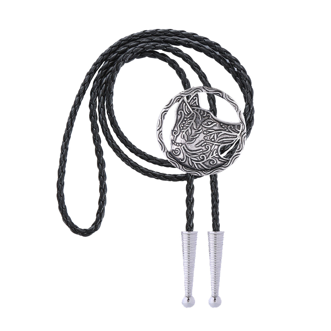 Vintage Antik Gold Hohlwolfkopf Bolo Krawatte - image 11