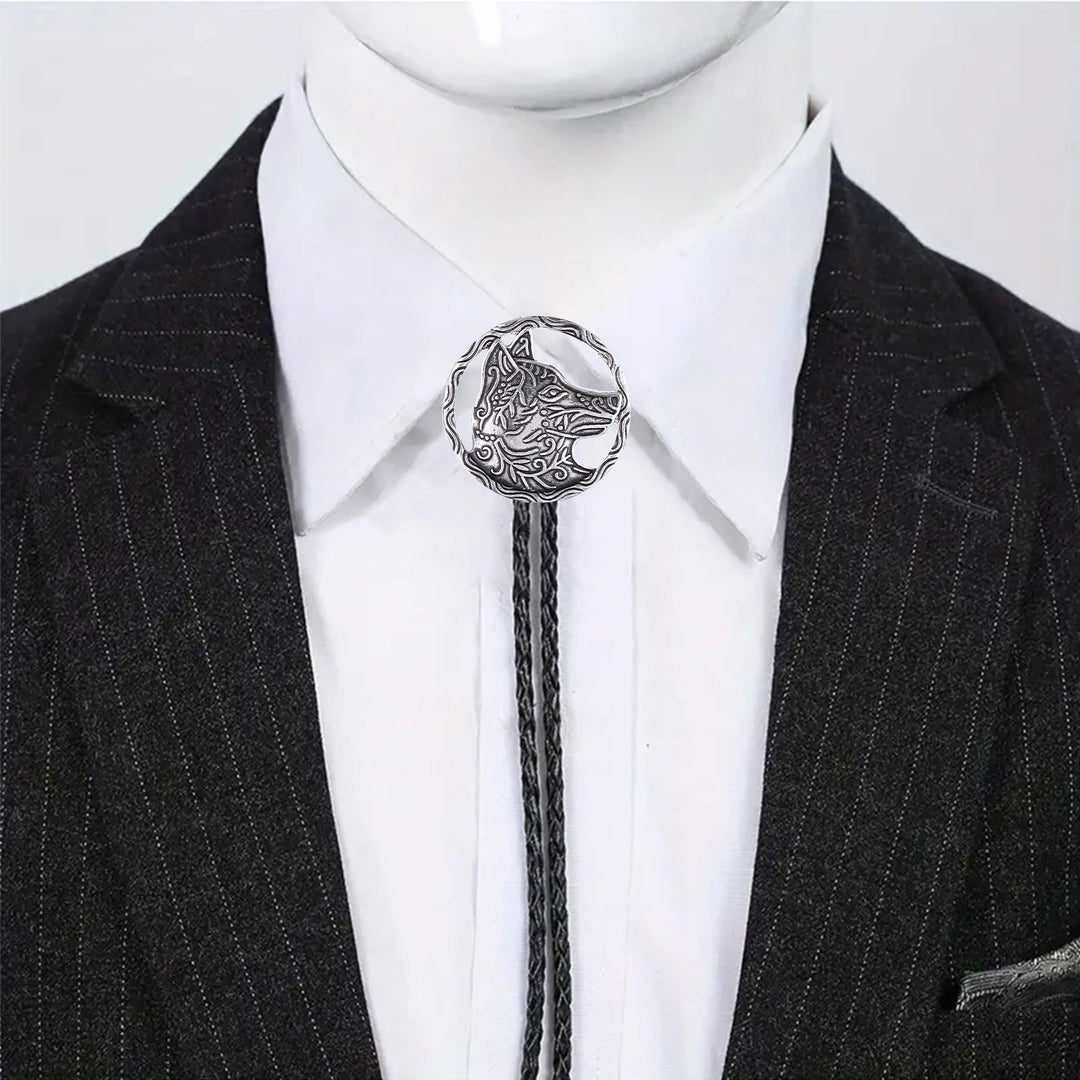 Vintage Antik Gold Hohlwolfkopf Bolo Krawatte - image 8
