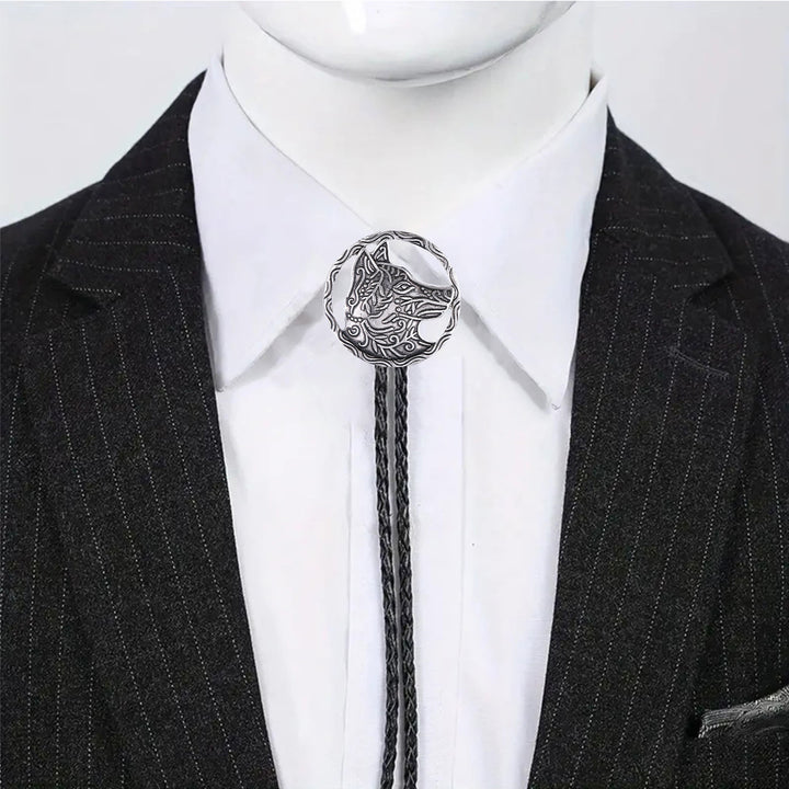 Vintage Antik Gold Hohlwolfkopf Bolo Krawatte - image 8