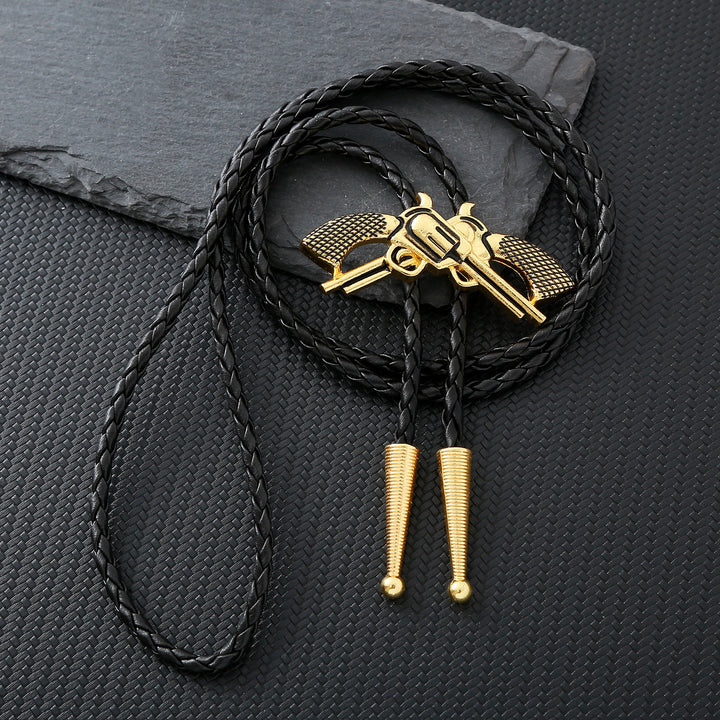 Western-Retro-Bolo-Krawatte mit gekreuzter Pistole - Golden - image 0