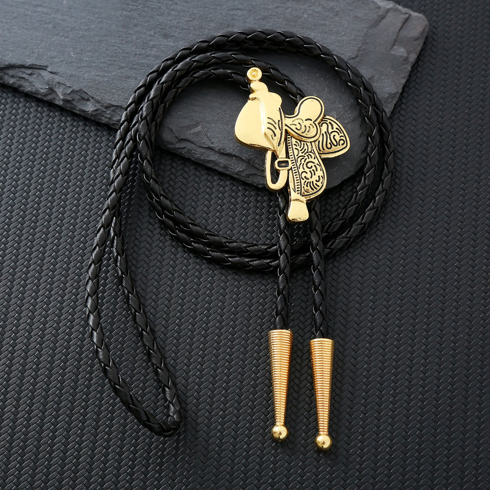 Vintage Pferdesattel Bolo Krawatte  - Golden - image 1