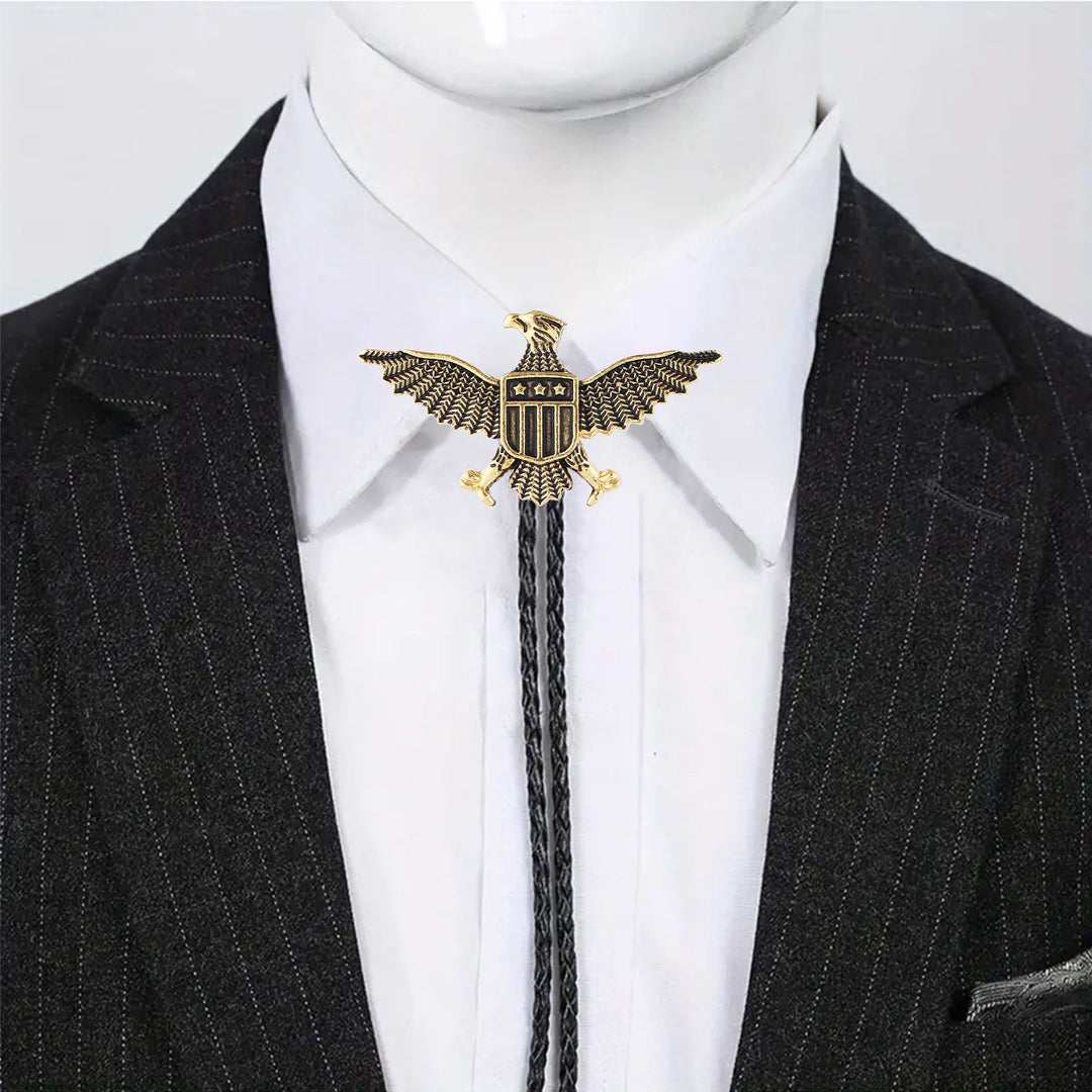 Bolo-Krawatte mit patriotischem Adler-Stern-Schild-Motiv im Western-Stil - image 3