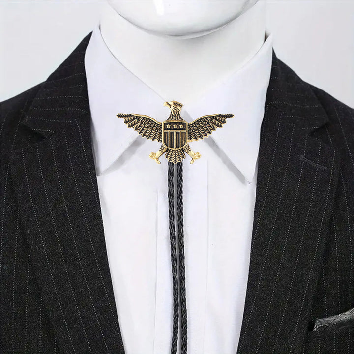 Bolo-Krawatte mit patriotischem Adler-Stern-Schild-Motiv im Western-Stil - image 3