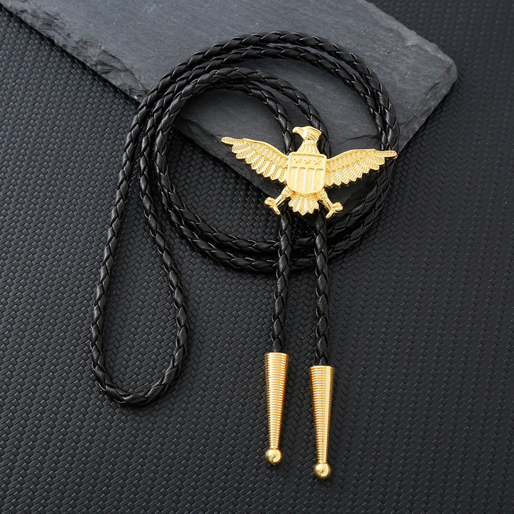 Bolo-Krawatte mit patriotischem Adler-Stern-Schild-Motiv im Western-Stil - Golden - image 2
