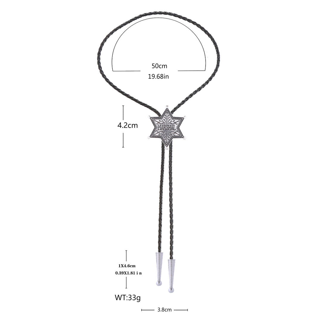 Vintage Western Marshal Hexagramm-Stern-Abzeichen Bolo-Krawatte - image 2