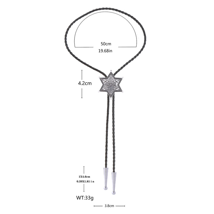 Vintage Western Marshal Hexagramm-Stern-Abzeichen Bolo-Krawatte - image 2