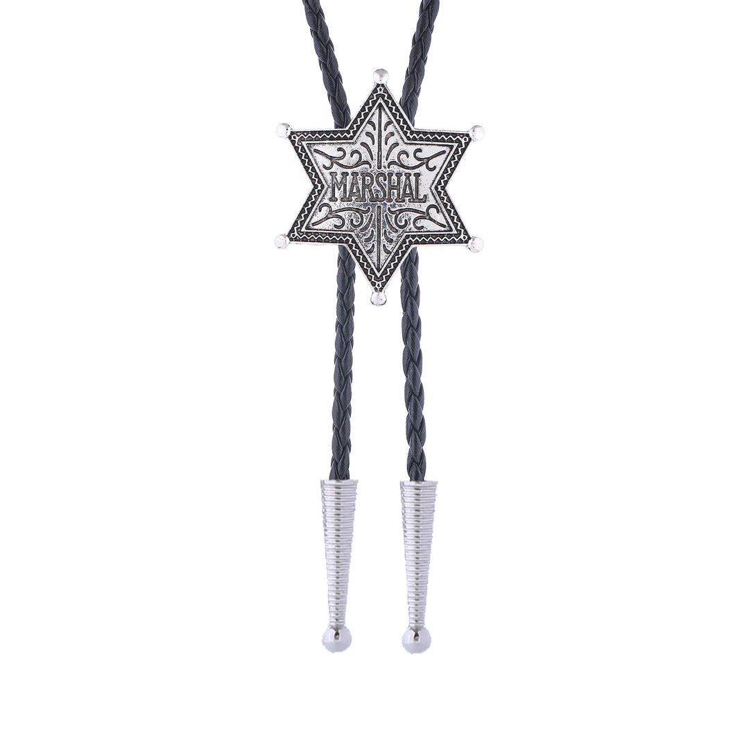 Vintage Western Marshal Hexagramm-Stern-Abzeichen Bolo-Krawatte - image 3