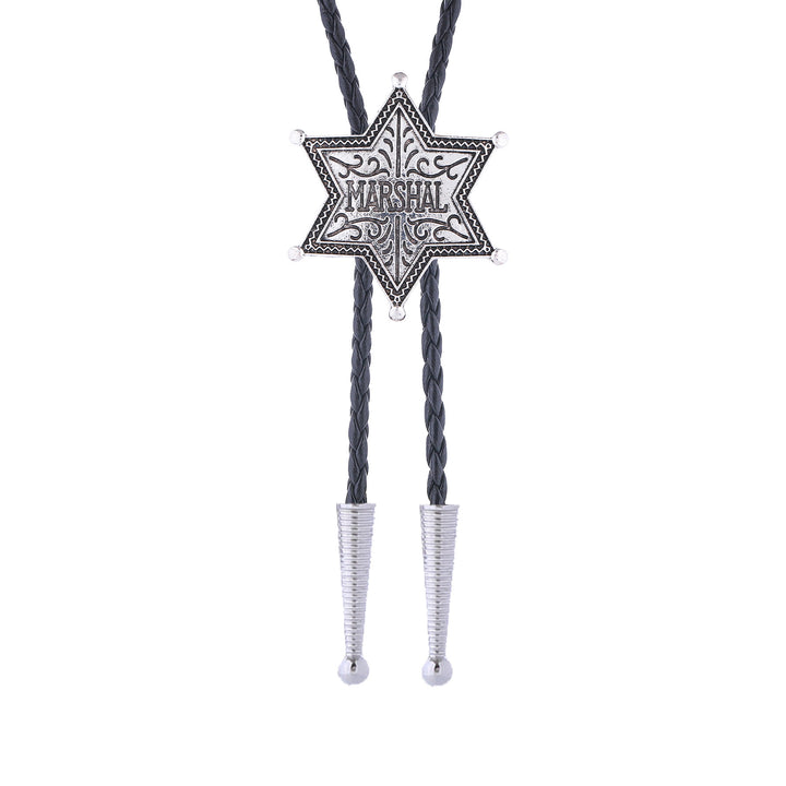 Vintage Western Marshal Hexagramm-Stern-Abzeichen Bolo-Krawatte - image 3