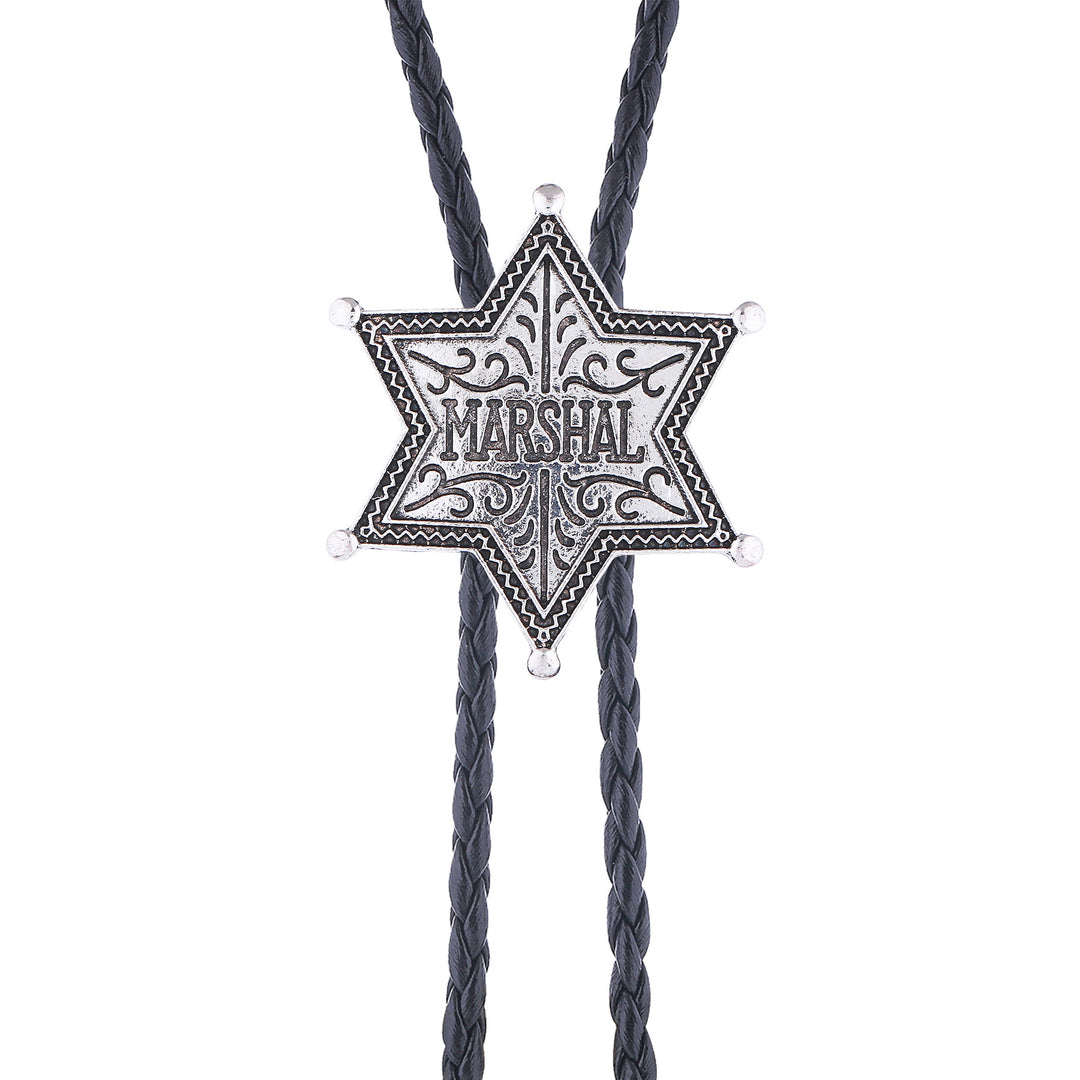 Vintage Western Marshal Hexagramm-Stern-Abzeichen Bolo-Krawatte - image 5
