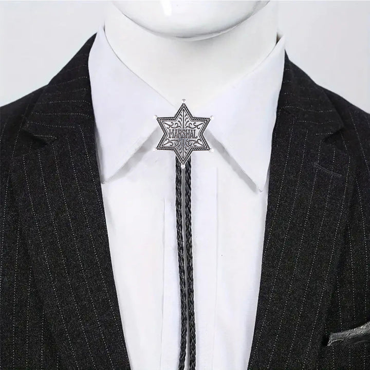 Vintage Western Marshal Hexagramm-Stern-Abzeichen Bolo-Krawatte - image 1