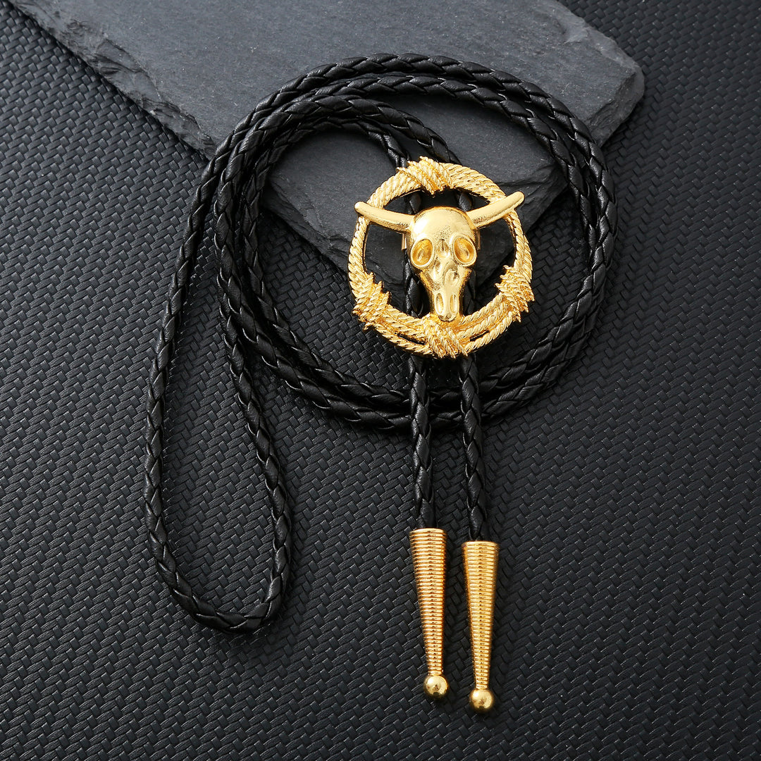 Bolo-Krawatte mit Stierschädel-Motiv - Gold - image 5