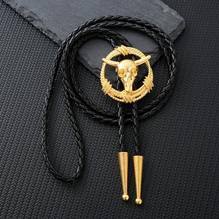 Bolo-Krawatte mit Stierschädel-Motiv - Gold - image 5