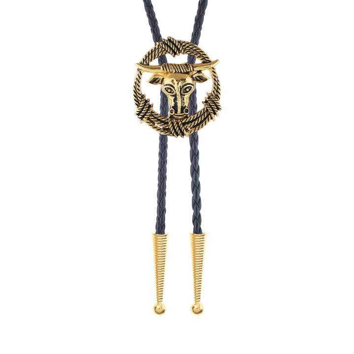 Rodeo Longhorn Bull Rope Wreath Rock Style Bolo Tie - image 2