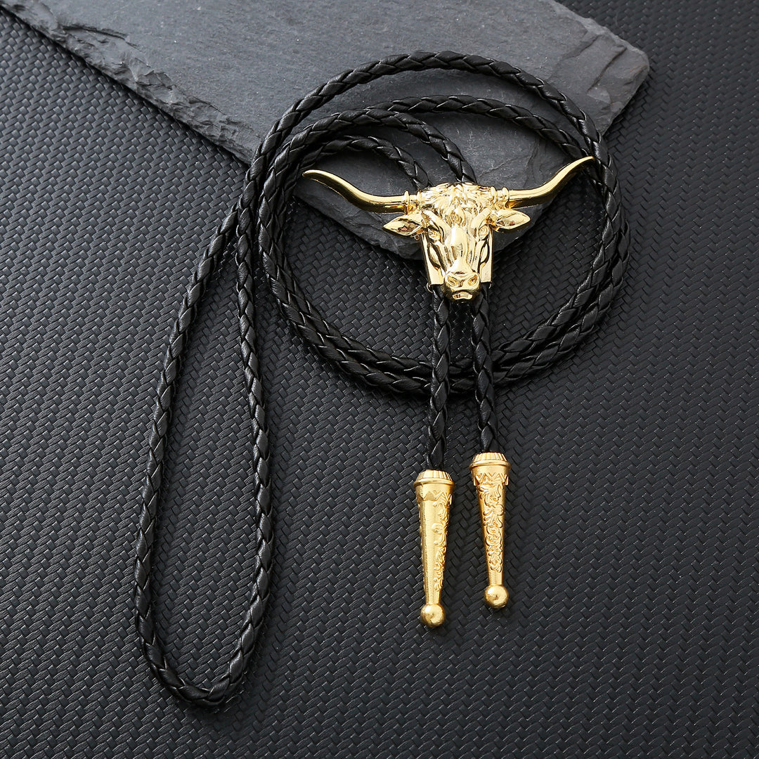 Bolo-Krawatte mit dem Spirit-Motiv des Western Longhorn Bulls - Gold - image 11