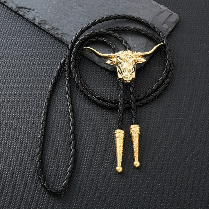 Bolo-Krawatte mit dem Spirit-Motiv des Western Longhorn Bulls - Gold - image 11