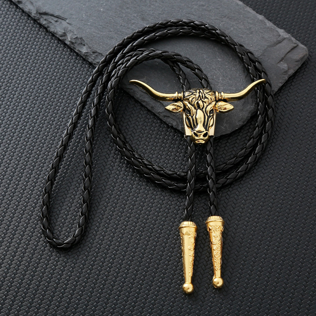 Bolo-Krawatte mit dem Spirit-Motiv des Western Longhorn Bulls - Antikgold - image 8