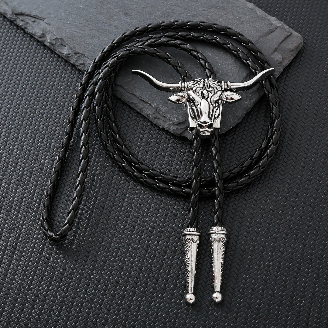 Bolo-Krawatte mit dem Spirit-Motiv des Western Longhorn Bulls - Silber - image 5