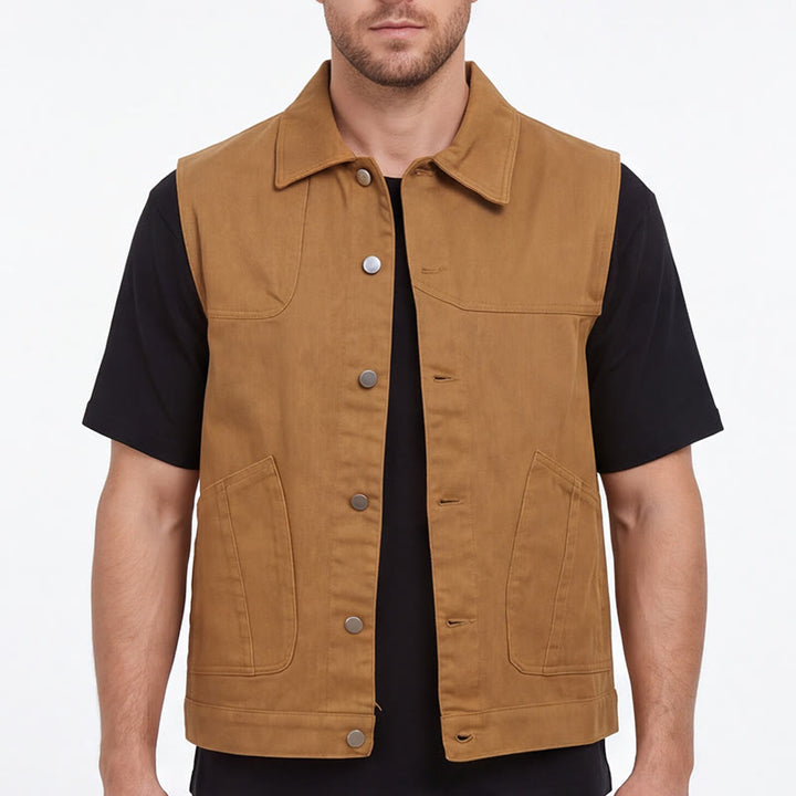 Herren-Jeansweste im amerikanischen Vintage-Stil, lässig, gewaschen, mit zwei Taschen - image 3
