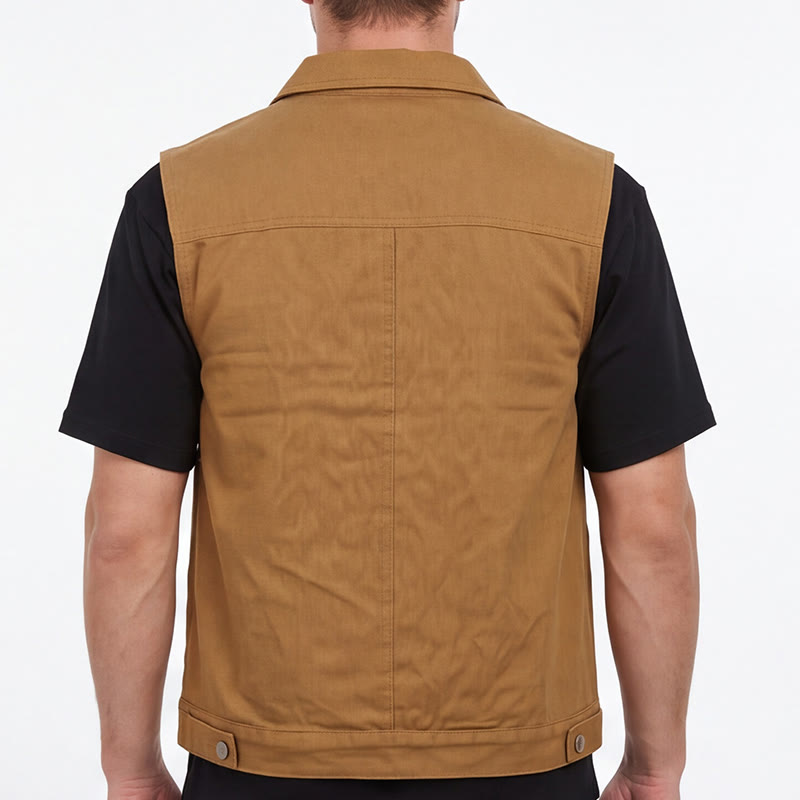 Herren-Jeansweste im amerikanischen Vintage-Stil, lässig, gewaschen, mit zwei Taschen - image 2